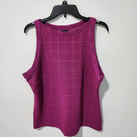Ann Taylor Tops - Ann Taylor NEW Magenta Purple Textured Plaid with Pink  Blouse Top Tank - XL